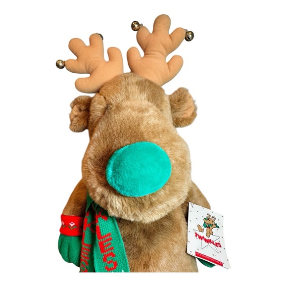 Vintage Twinkles Plush 32" Reindeer/Moose with Bells - NWT Christmas Green Nose - Picture 3 of 11